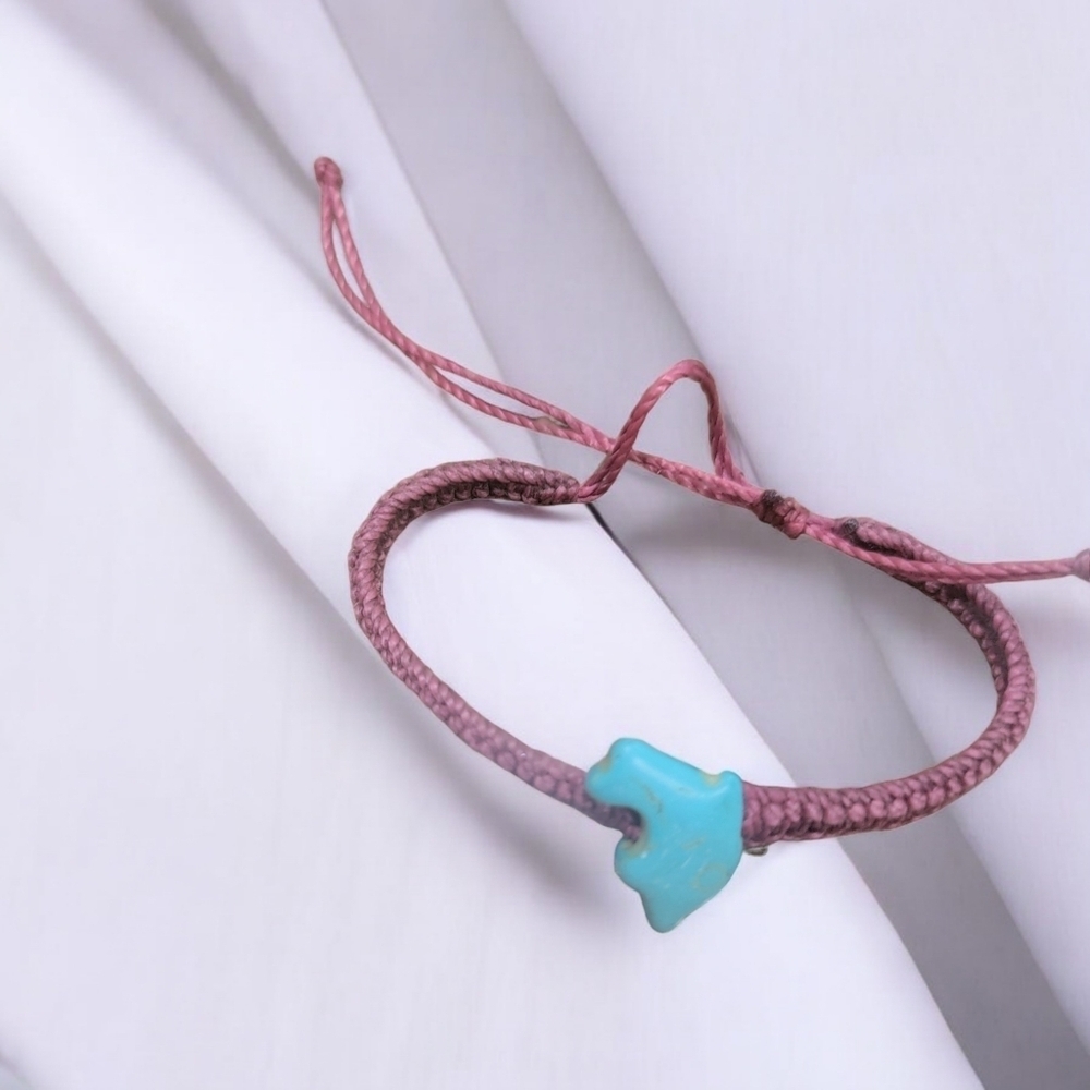 Red Leather and Turquoise Bracelet